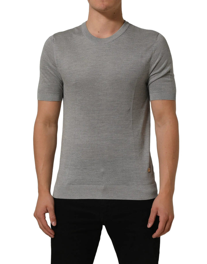 Dolce &amp; Gabbana Sample Sale | Dolce &amp; Gabbana Gray Silk Crew Neck Short Sleeves T-shirt - | Designer outlet