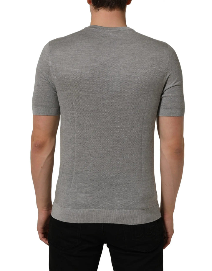 Dolce &amp; Gabbana Sample Sale | Dolce &amp; Gabbana Gray Silk Crew Neck Short Sleeves T-shirt - | Designer outlet