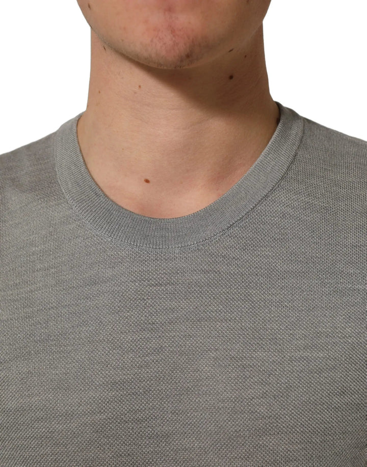 Dolce &amp; Gabbana Sample Sale | Dolce &amp; Gabbana Gray Silk Crew Neck Short Sleeves T-shirt - | Designer outlet