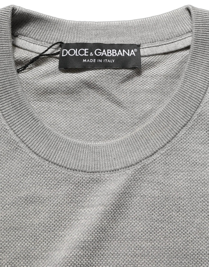 Dolce &amp; Gabbana Sample Sale | Dolce &amp; Gabbana Gray Silk Crew Neck Short Sleeves T-shirt - | Designer outlet