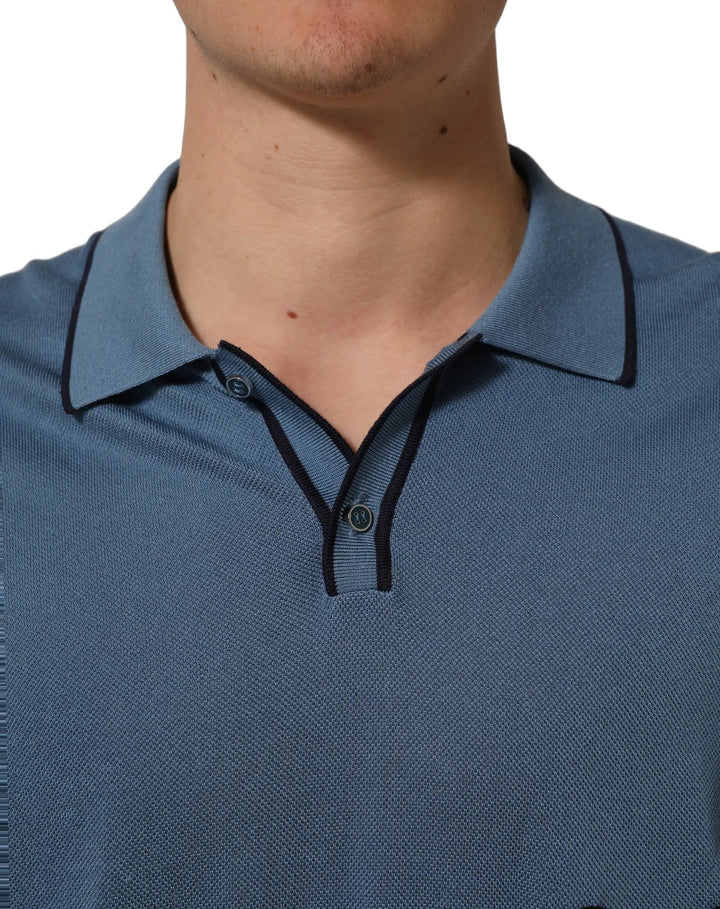 Dolce &amp; Gabbana Sample Sale | Dolce &amp; Gabbana Blue Cotton Collared Short Sleeves T-shirt - | Designer outlet