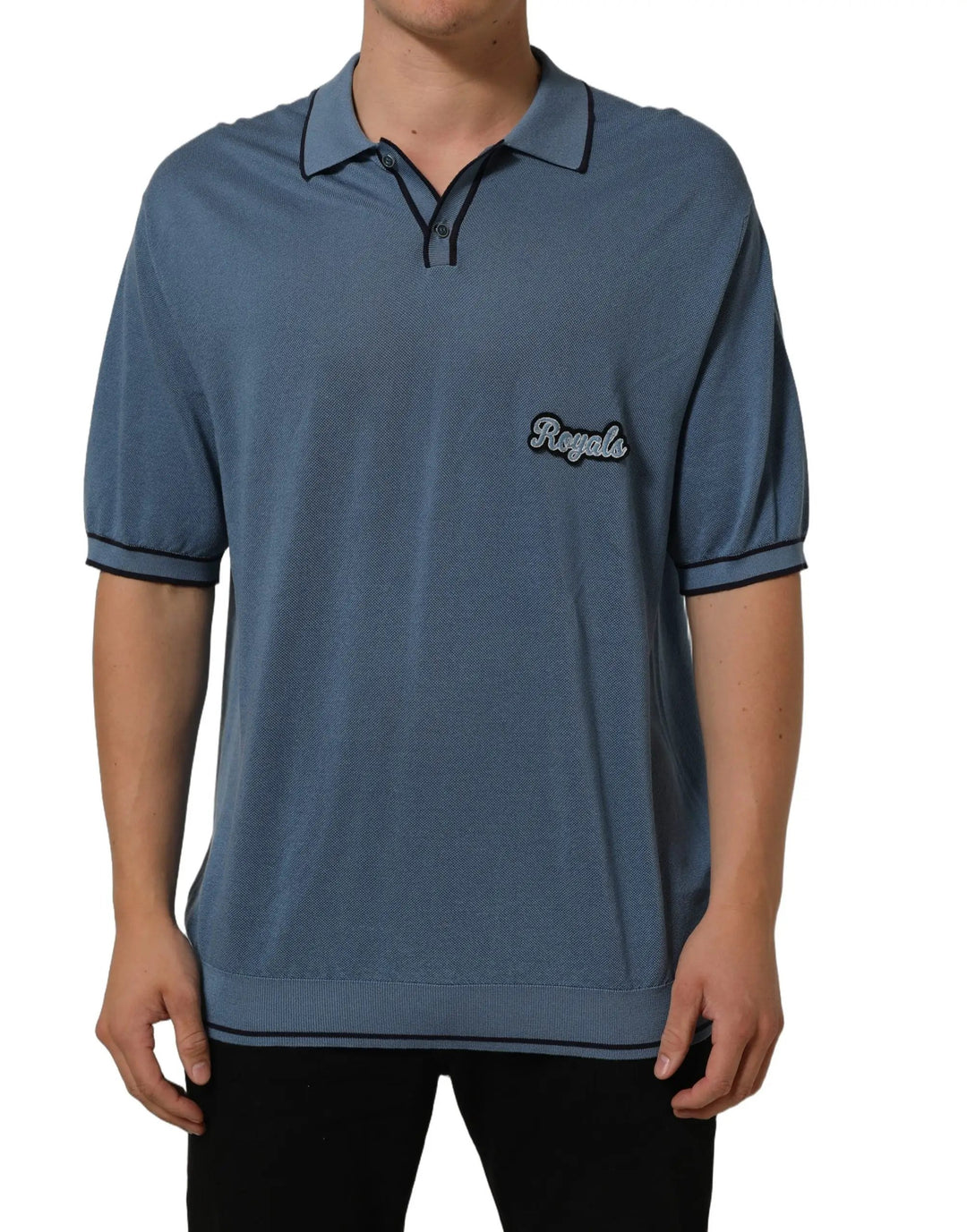 Dolce &amp; Gabbana Sample Sale | Dolce &amp; Gabbana Blue Cotton Collared Short Sleeves T-shirt - | Designer outlet