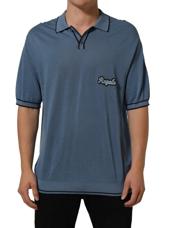 Dolce &amp; Gabbana Sample Sale | Dolce &amp; Gabbana Blue Cotton Collared Short Sleeves T-shirt - | Designer outlet
