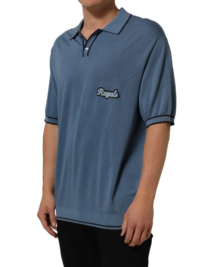 Dolce &amp; Gabbana Sample Sale | Dolce &amp; Gabbana Blue Cotton Collared Short Sleeves T-shirt - | Designer outlet
