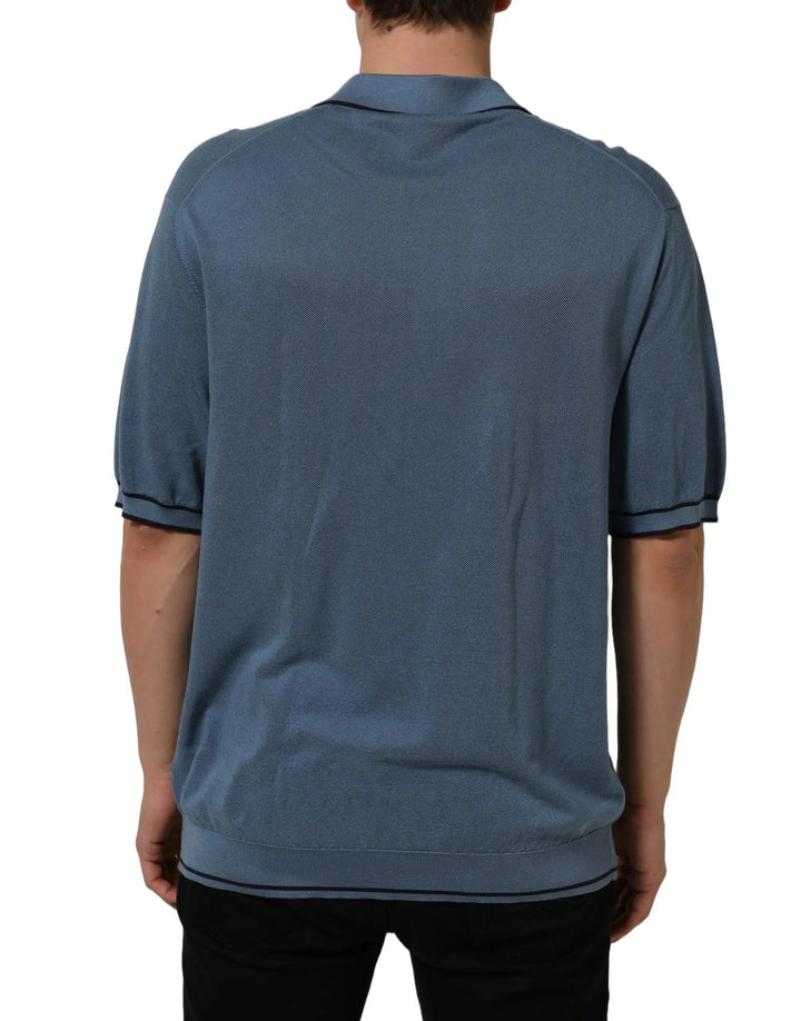 Dolce &amp; Gabbana Sample Sale | Dolce &amp; Gabbana Blue Cotton Collared Short Sleeves T-shirt - | Designer outlet