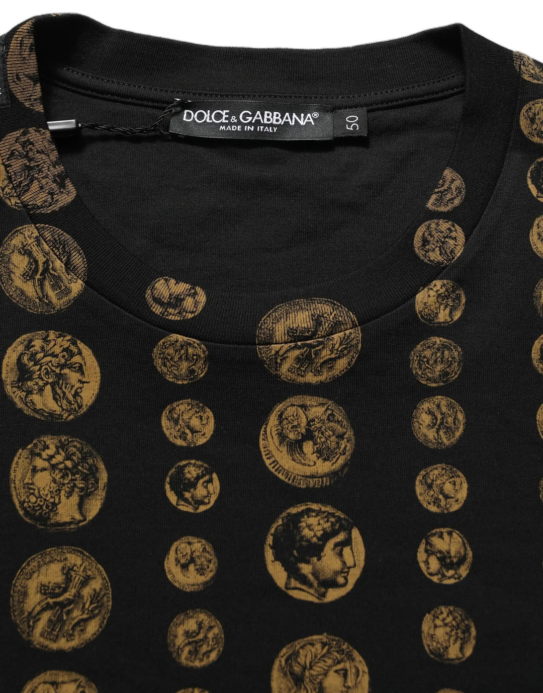 Dolce &amp; Gabbana Sample Sale | Dolce &amp; Gabbana Black All Over Coin Print Cotton Men T-shirt - | Designer outlet