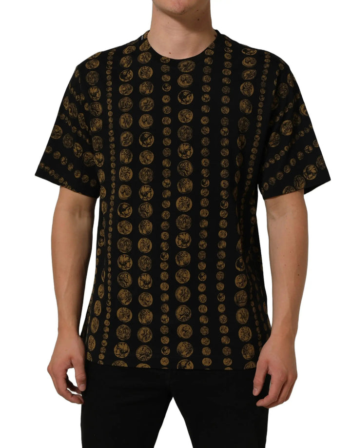 Dolce &amp; Gabbana Sample Sale | Dolce &amp; Gabbana Black All Over Coin Print Cotton Men T-shirt - | Designer outlet