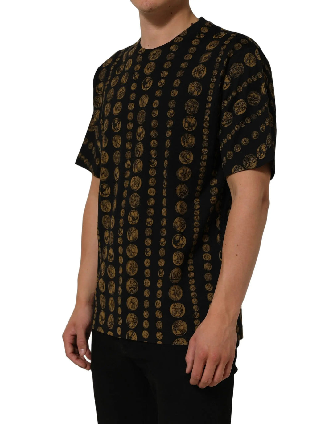 Dolce &amp; Gabbana Sample Sale | Dolce &amp; Gabbana Black All Over Coin Print Cotton Men T-shirt - | Designer outlet