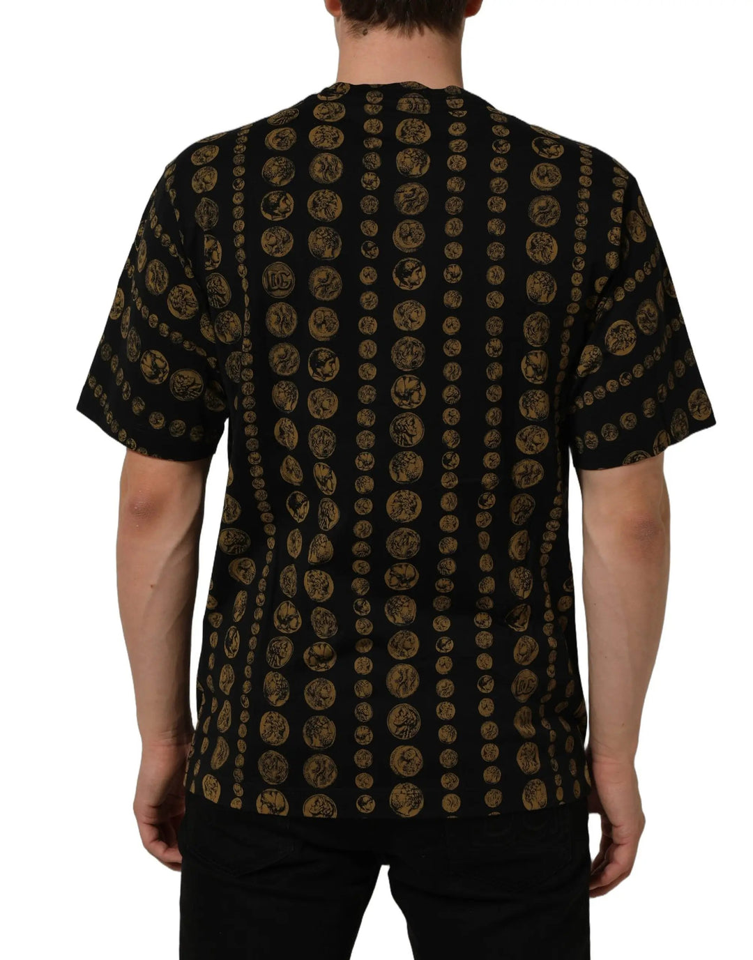Dolce &amp; Gabbana Sample Sale | Dolce &amp; Gabbana Black All Over Coin Print Cotton Men T-shirt - | Designer outlet