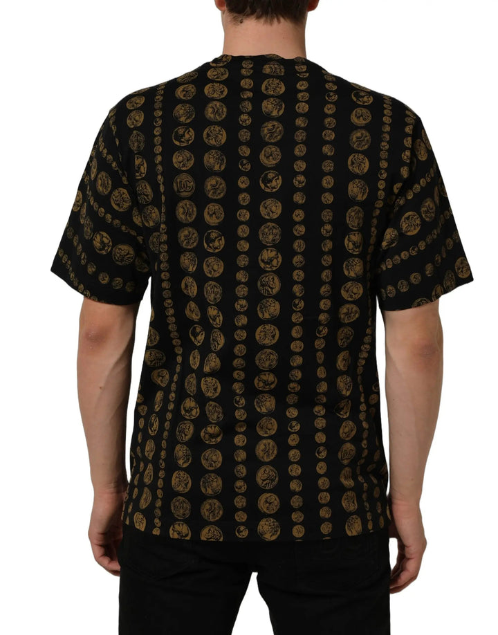 Dolce &amp; Gabbana Sample Sale | Dolce &amp; Gabbana Black All Over Coin Print Cotton Men T-shirt - | Designer outlet