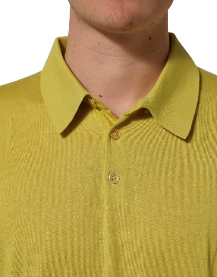 Dolce &amp; Gabbana Sample Sale | Dolce &amp; Gabbana Yellow Cashmere Short Sleeves Polo T-shirt - | Designer outlet