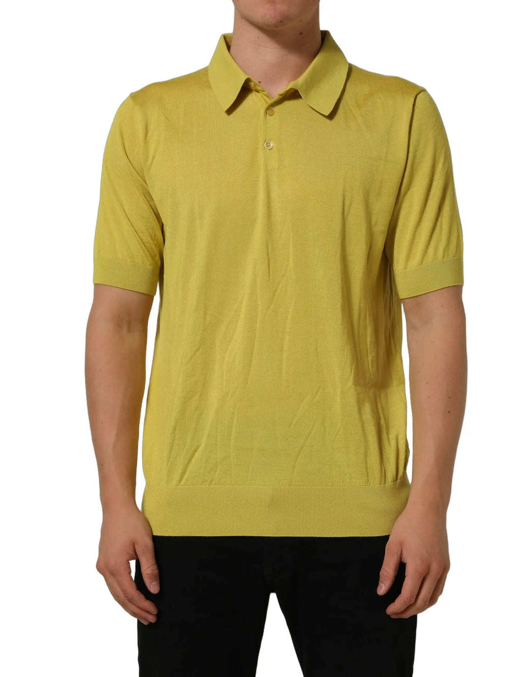 Dolce &amp; Gabbana Sample Sale | Dolce &amp; Gabbana Yellow Cashmere Short Sleeves Polo T-shirt - | Designer outlet
