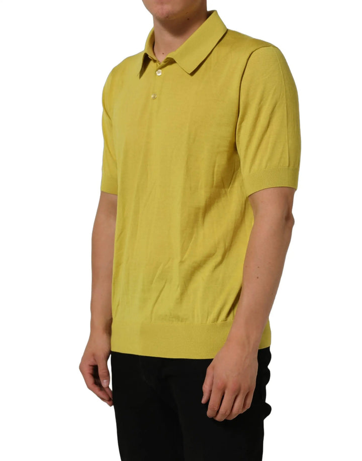 Dolce &amp; Gabbana Sample Sale | Dolce &amp; Gabbana Yellow Cashmere Short Sleeves Polo T-shirt - | Designer outlet