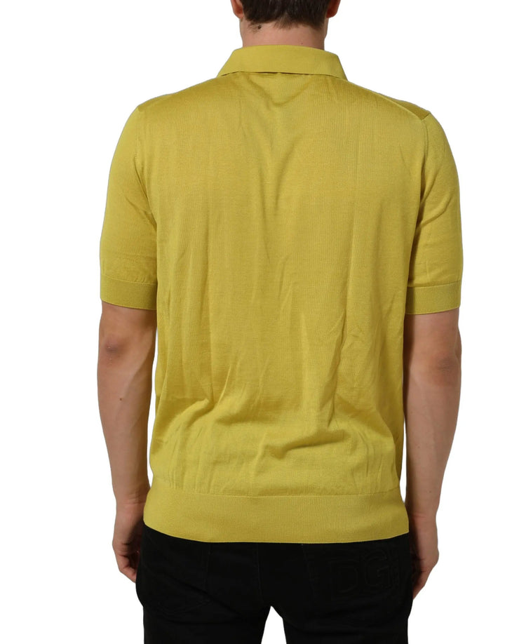 Dolce &amp; Gabbana Sample Sale | Dolce &amp; Gabbana Yellow Cashmere Short Sleeves Polo T-shirt - | Designer outlet