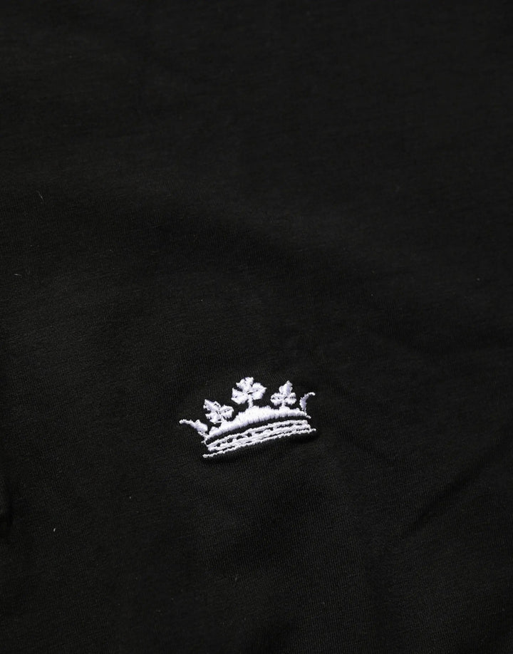 Dolce &amp; Gabbana Sample Sale | Dolce &amp; Gabbana Black Crown Short Sleeved Henley Men T-shirt - | Designer outlet