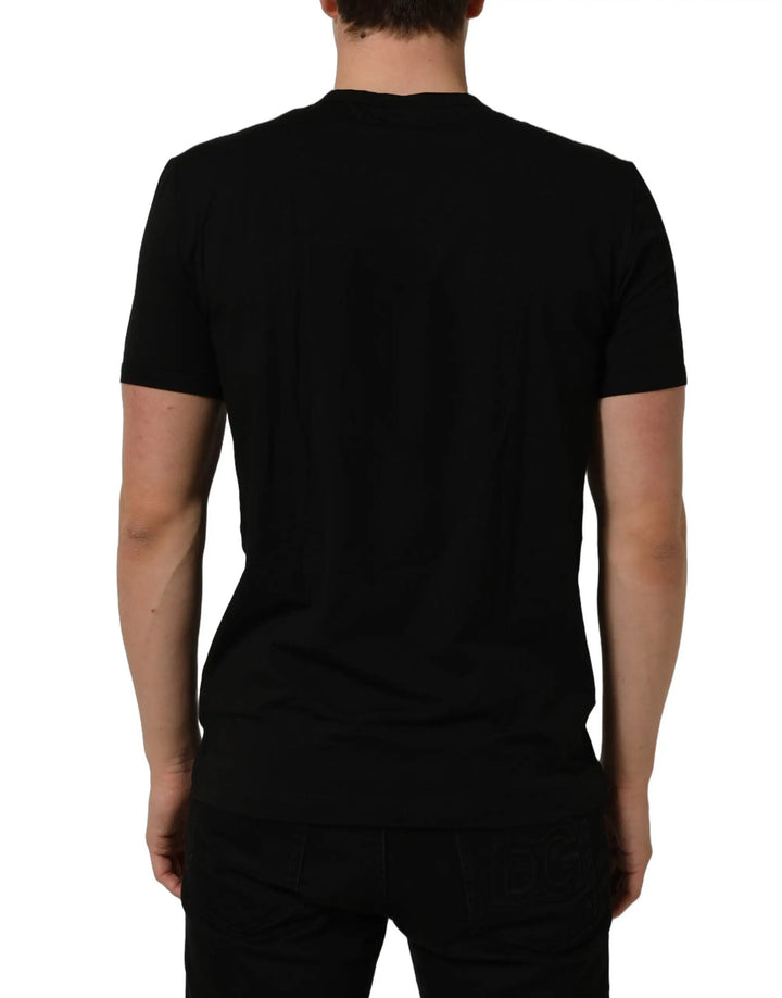 Dolce &amp; Gabbana Sample Sale | Dolce &amp; Gabbana Black Crown Short Sleeved Henley Men T-shirt - | Designer outlet