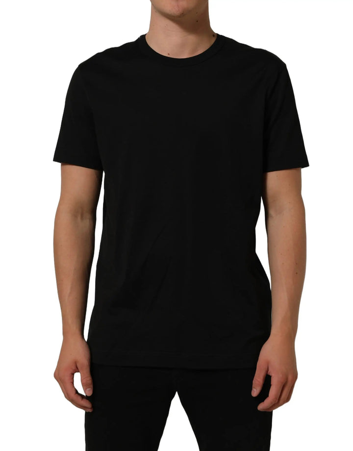Dolce &amp; Gabbana Sample Sale | Dolce &amp; Gabbana Black Cotton Crew Neck Short Sleeve T-shirt - | Designer outlet