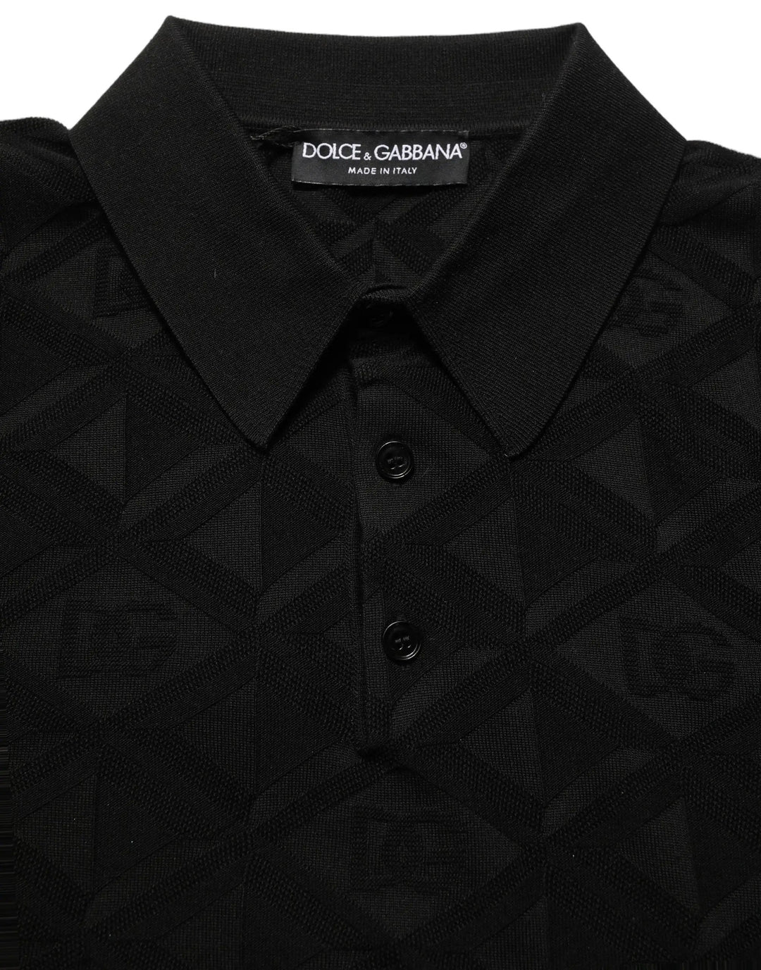 Dolce &amp; Gabbana Sample Sale | Dolce &amp; Gabbana Black Silk Short Sleeve Knit Polo T-shirt - | Designer outlet