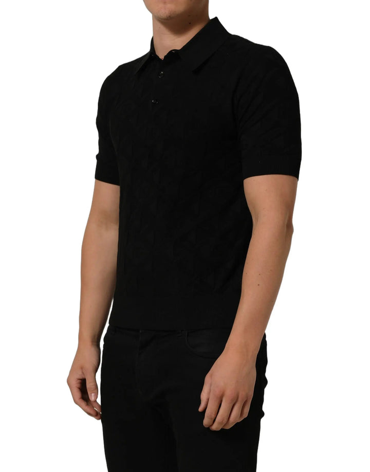 Dolce &amp; Gabbana Sample Sale | Dolce &amp; Gabbana Black Silk Short Sleeve Knit Polo T-shirt - | Designer outlet