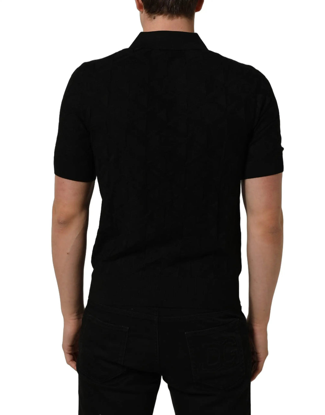 Dolce &amp; Gabbana Sample Sale | Dolce &amp; Gabbana Black Silk Short Sleeve Knit Polo T-shirt - | Designer outlet