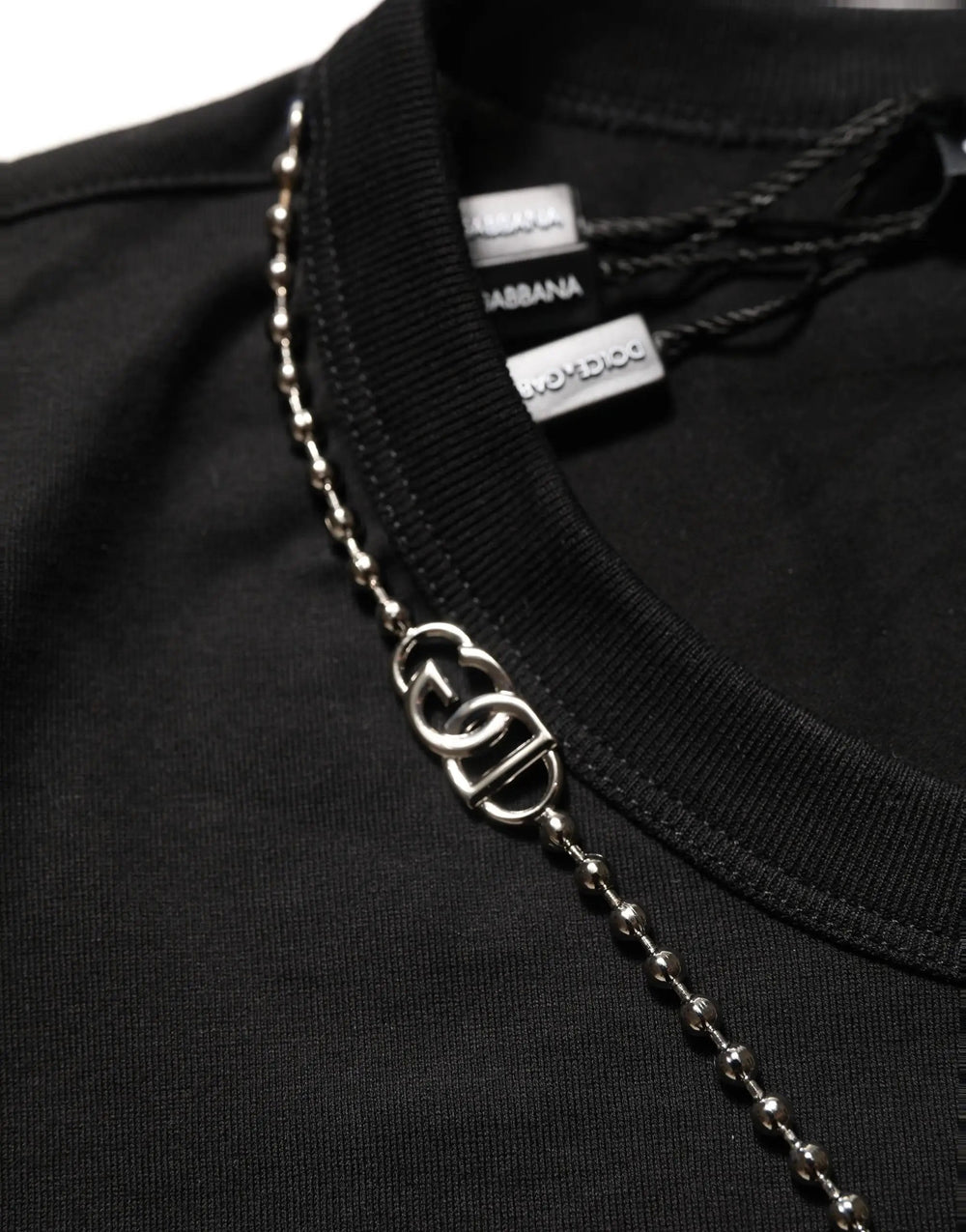 Dolce & Gabbana Sample Sale | Dolce & Gabbana Black Dog Tag Short Sleeve CrewNeck T-shirt - | Designer outlet