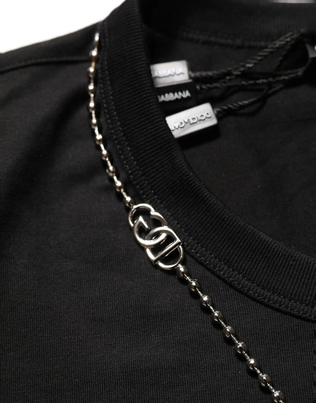 Dolce &amp; Gabbana Sample Sale | Dolce &amp; Gabbana Black Dog Tag Short Sleeve CrewNeck T-shirt - | Designer outlet