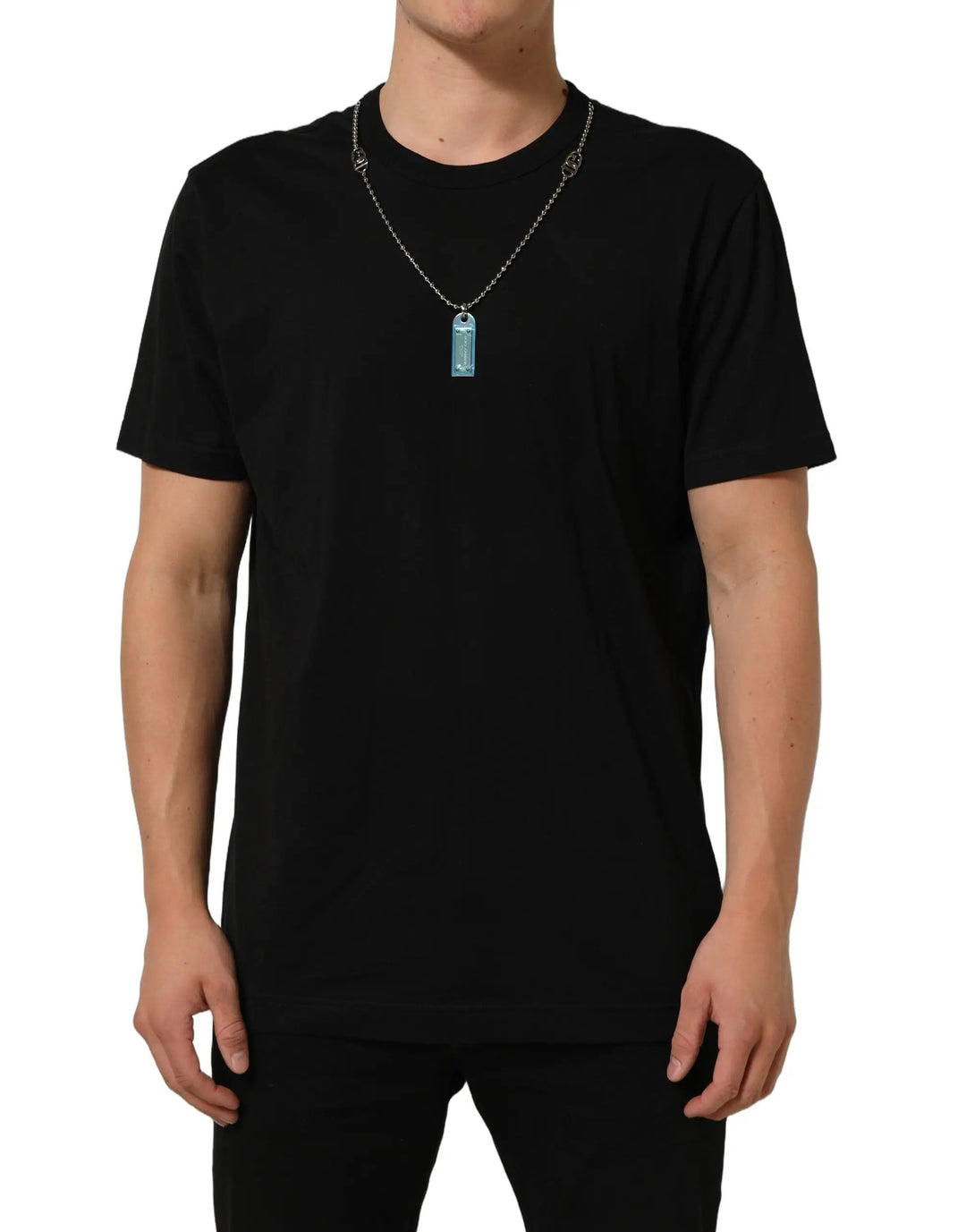 Dolce &amp; Gabbana Sample Sale | Dolce &amp; Gabbana Black Dog Tag Short Sleeve CrewNeck T-shirt - | Designer outlet