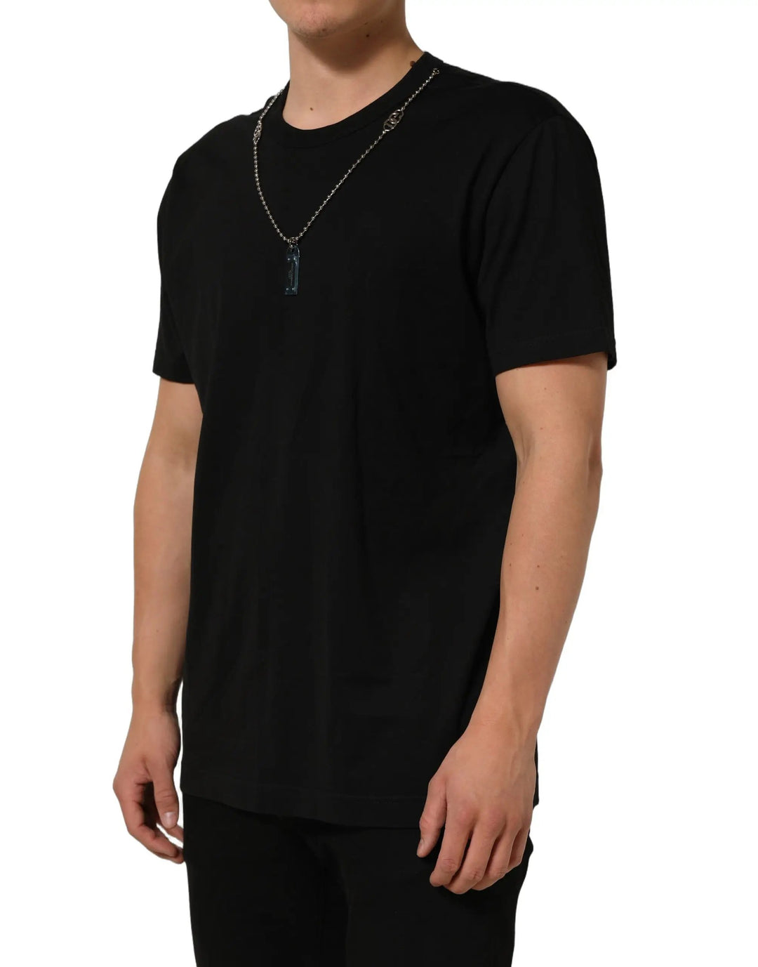 Dolce &amp; Gabbana Sample Sale | Dolce &amp; Gabbana Black Dog Tag Short Sleeve CrewNeck T-shirt - | Designer outlet