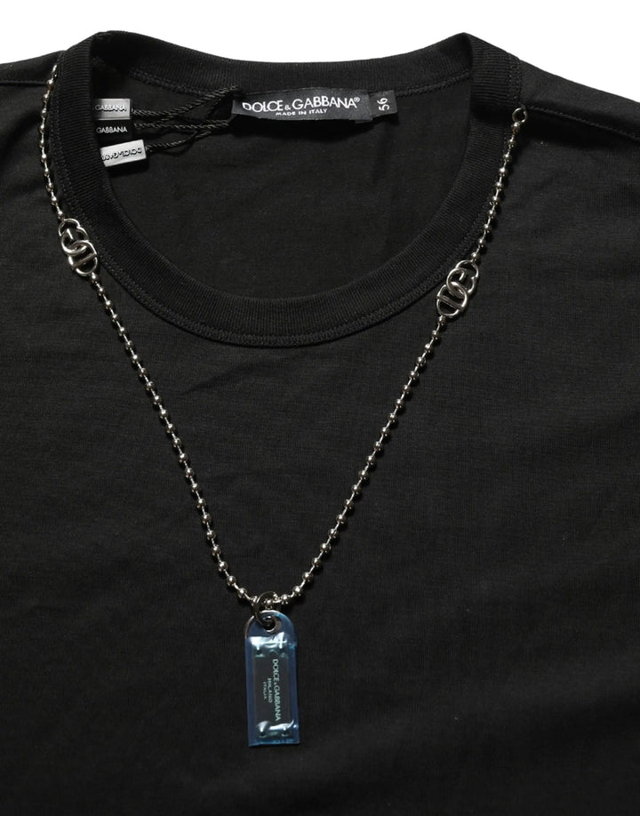 Dolce &amp; Gabbana Sample Sale | Dolce &amp; Gabbana Black Dog Tag Short Sleeve CrewNeck T-shirt - | Designer outlet
