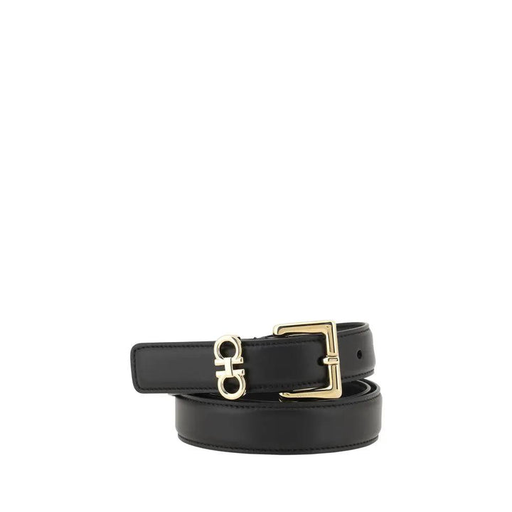 Ferragamo Sample Sale | Ferragamo Black Calf Leather Bos Taurus Regular Belt - | Designer outlet
