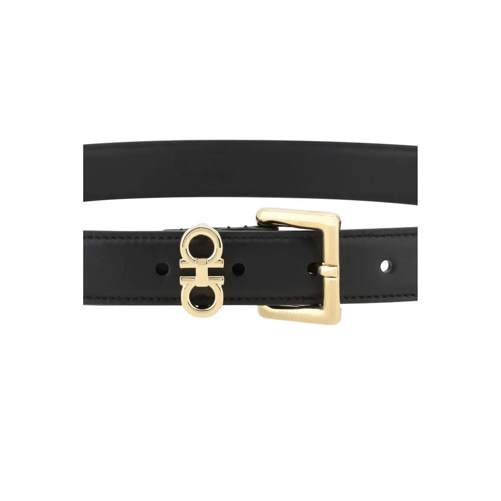 Ferragamo Sample Sale | Ferragamo Black Calf Leather Bos Taurus Regular Belt - | Designer outlet