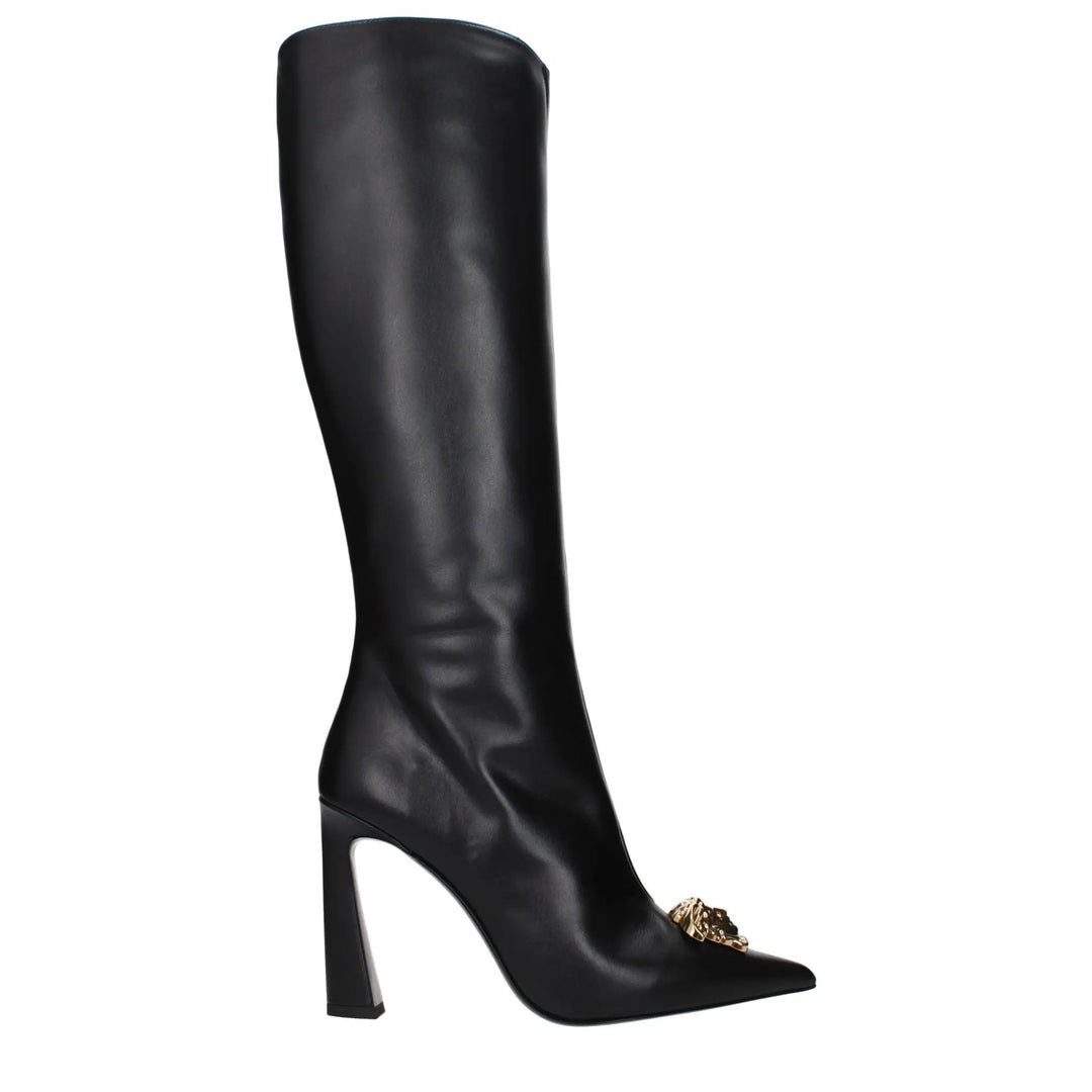 Versace Sample Sale | Versace Black Leather High Heel Boots - | Designer outlet