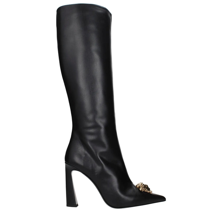 Versace Sample Sale | Versace Black Leather High Heel Boots - | Designer outlet