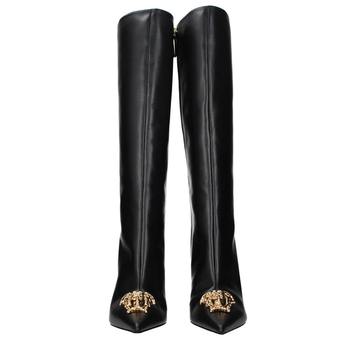 Versace Sample Sale | Versace Black Leather High Heel Boots - | Designer outlet