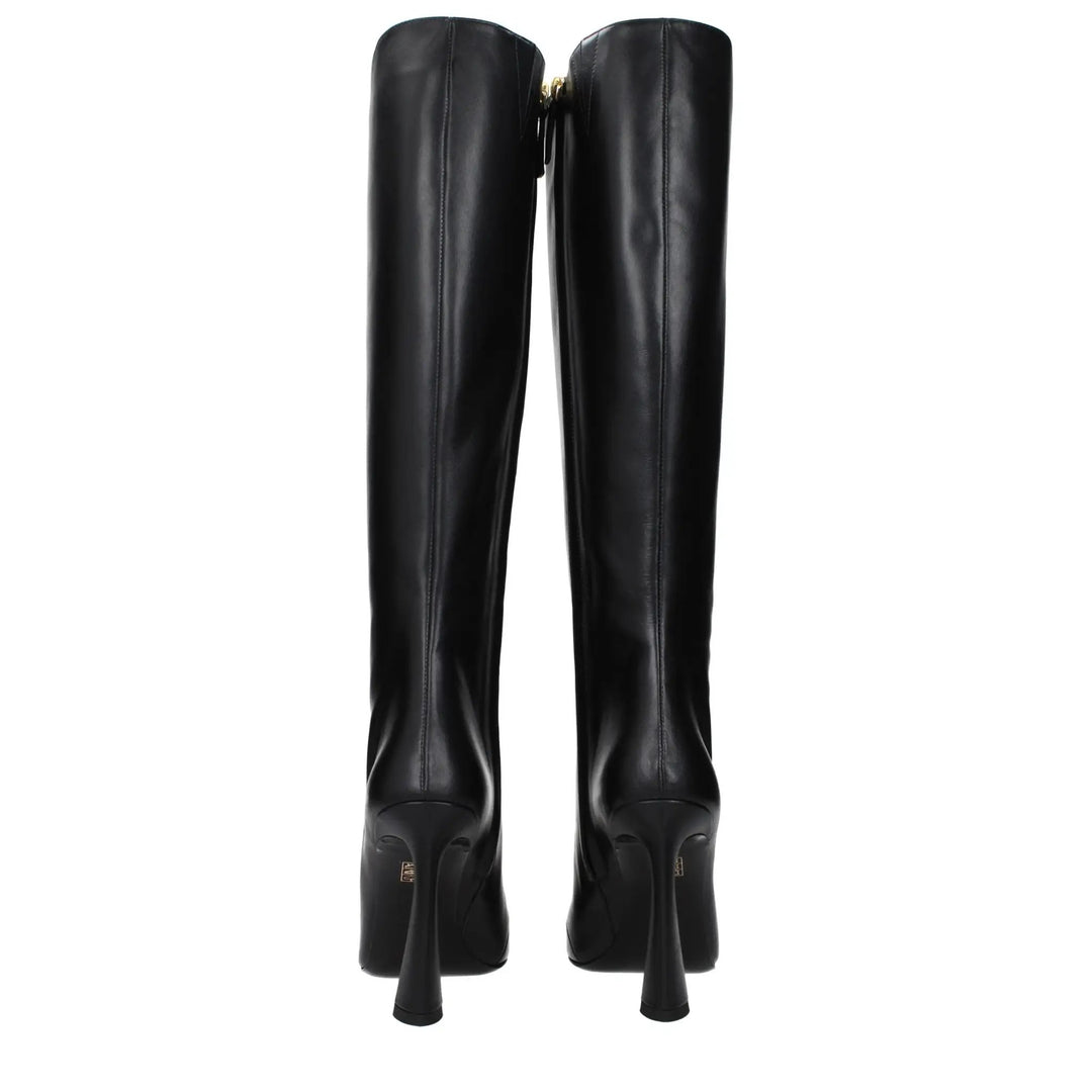 Versace Sample Sale | Versace Black Leather High Heel Boots - | Designer outlet