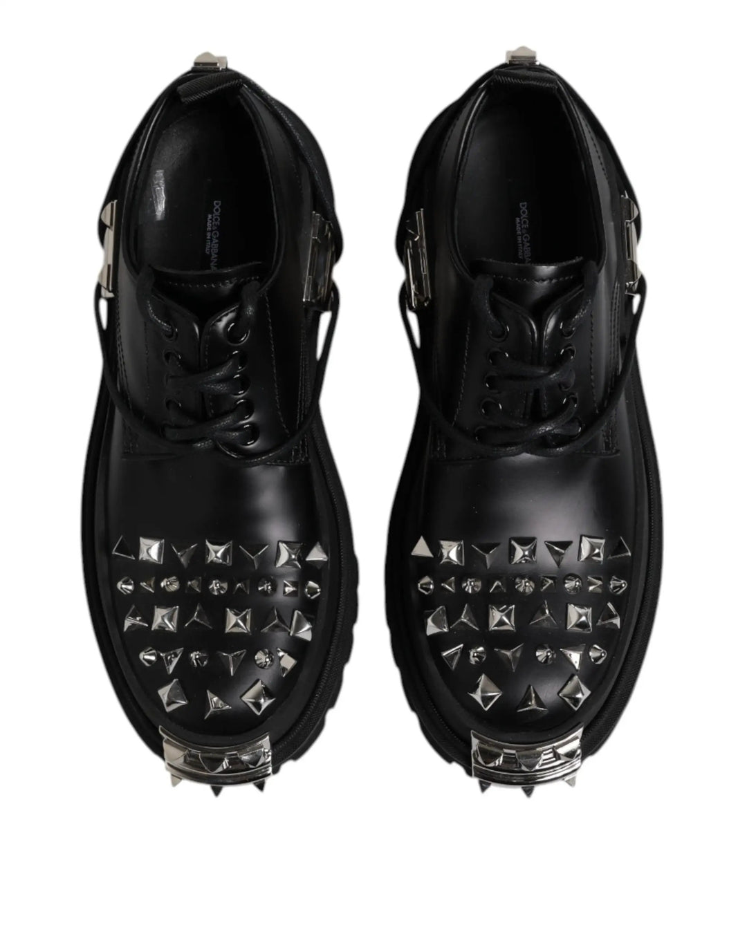 Dolce &amp; Gabbana Sample Sale | Dolce &amp; Gabbana Black Studded Leather Hi-Trekking Derby Men Shoes - | Designer outlet