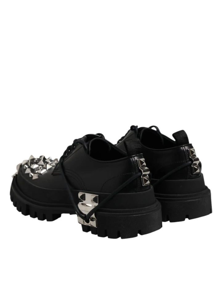 Dolce &amp; Gabbana Sample Sale | Dolce &amp; Gabbana Black Studded Leather Hi-Trekking Derby Men Shoes - | Designer outlet