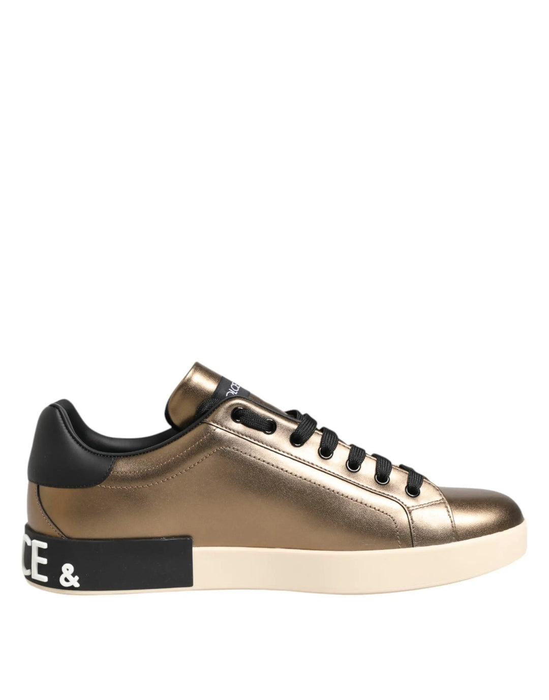 Dolce &amp; Gabbana Sample Sale | Dolce &amp; Gabbana Gold Portofino Calf Leather Sneakers Shoes - | Designer outlet