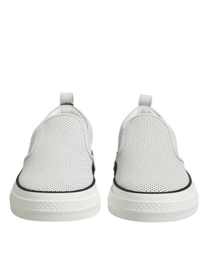 Dolce &amp; Gabbana Sample Sale | Dolce &amp; Gabbana White Perforated Custom 2.Zero Sneakers Shoes - | Designer outlet