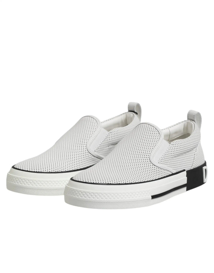 Dolce &amp; Gabbana Sample Sale | Dolce &amp; Gabbana White Perforated Custom 2.Zero Sneakers Shoes - | Designer outlet