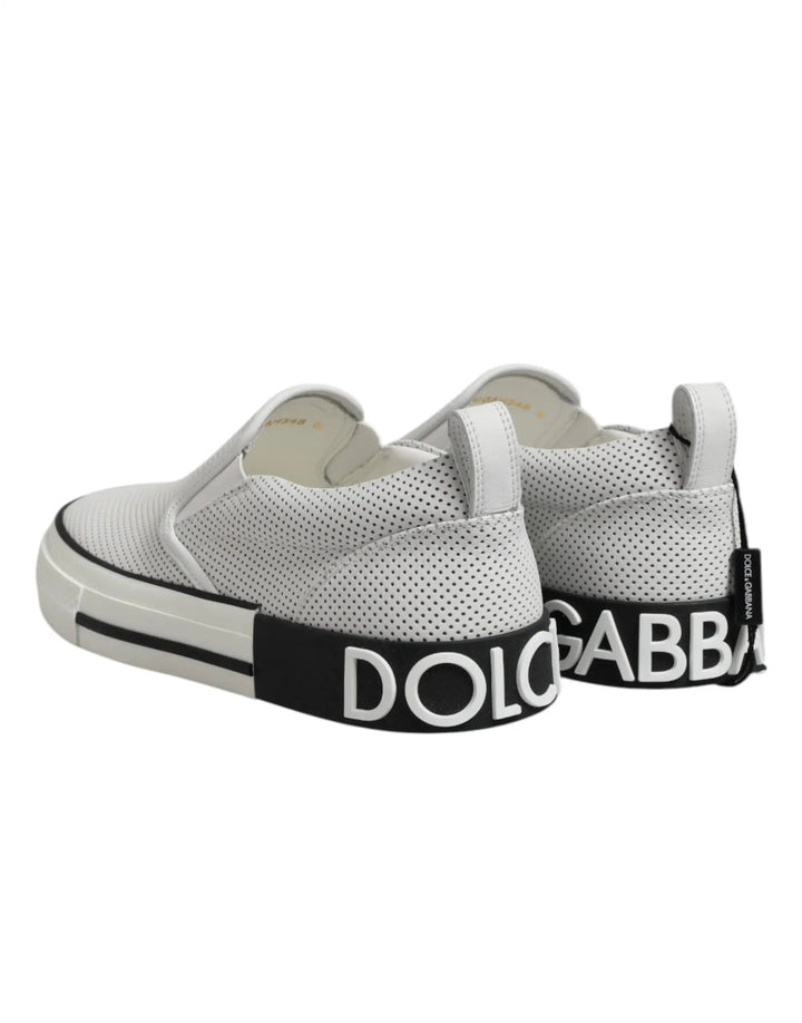 Dolce &amp; Gabbana Sample Sale | Dolce &amp; Gabbana White Perforated Custom 2.Zero Sneakers Shoes - | Designer outlet