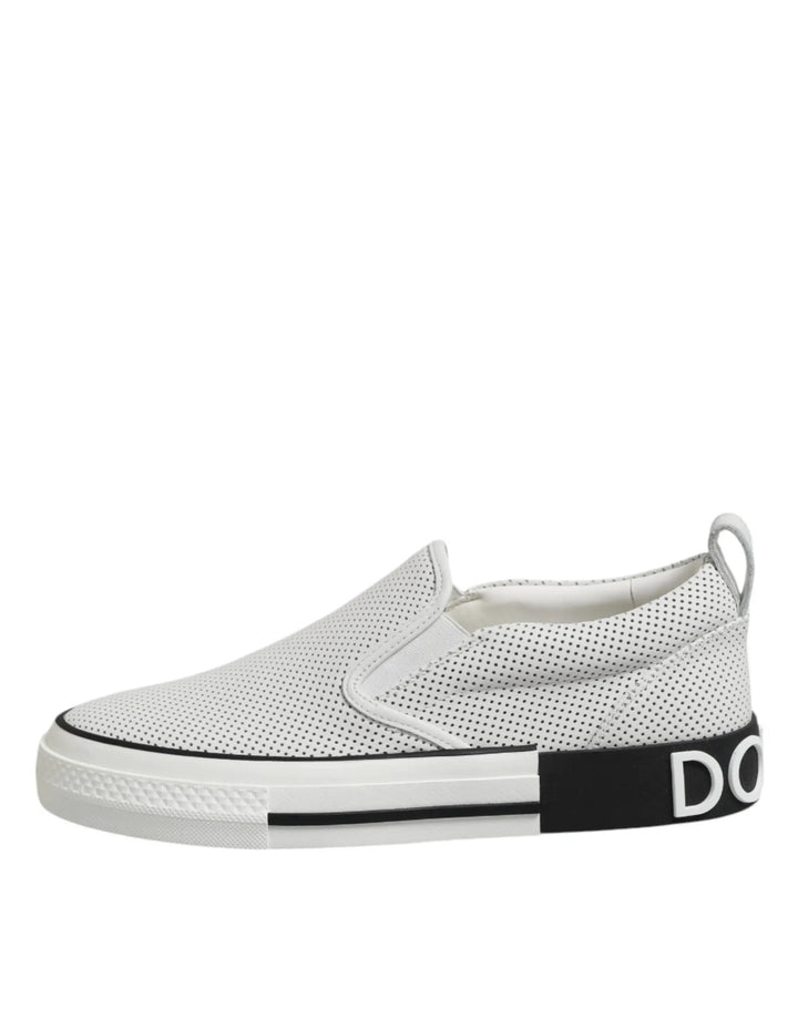 Dolce &amp; Gabbana Sample Sale | Dolce &amp; Gabbana White Perforated Custom 2.Zero Sneakers Shoes - | Designer outlet