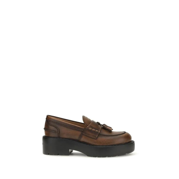 Miu Miu Sample Sale | Miu Miu Brown Calf Leather Bos Taurus Platform Loafers - | Designer outlet