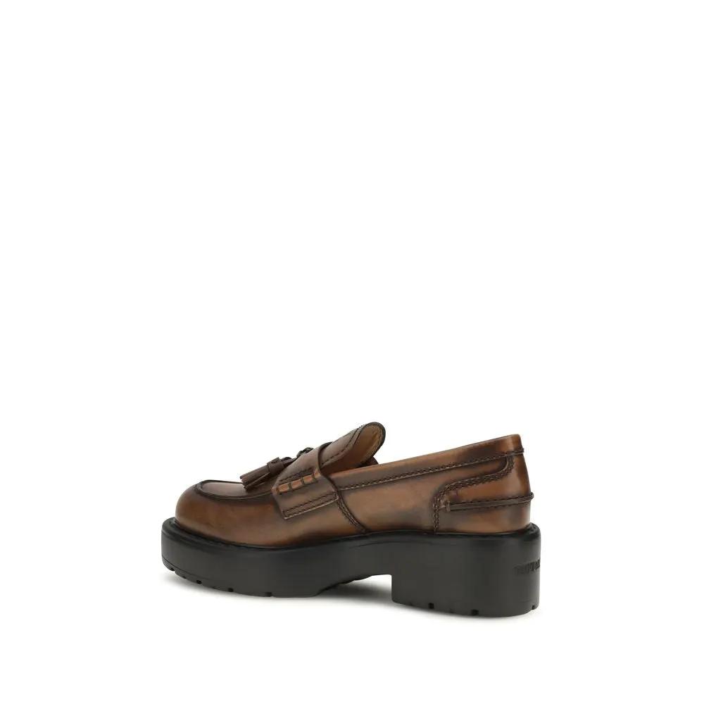 Miu Miu Sample Sale | Miu Miu Brown Calf Leather Bos Taurus Platform Loafers - | Designer outlet