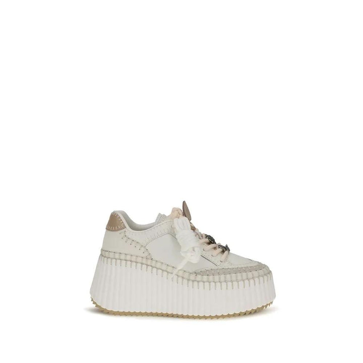 Chloé Sample Sale | Chloé White Calf Leather Bos Taurus Platform Sneakers - | Designer outlet