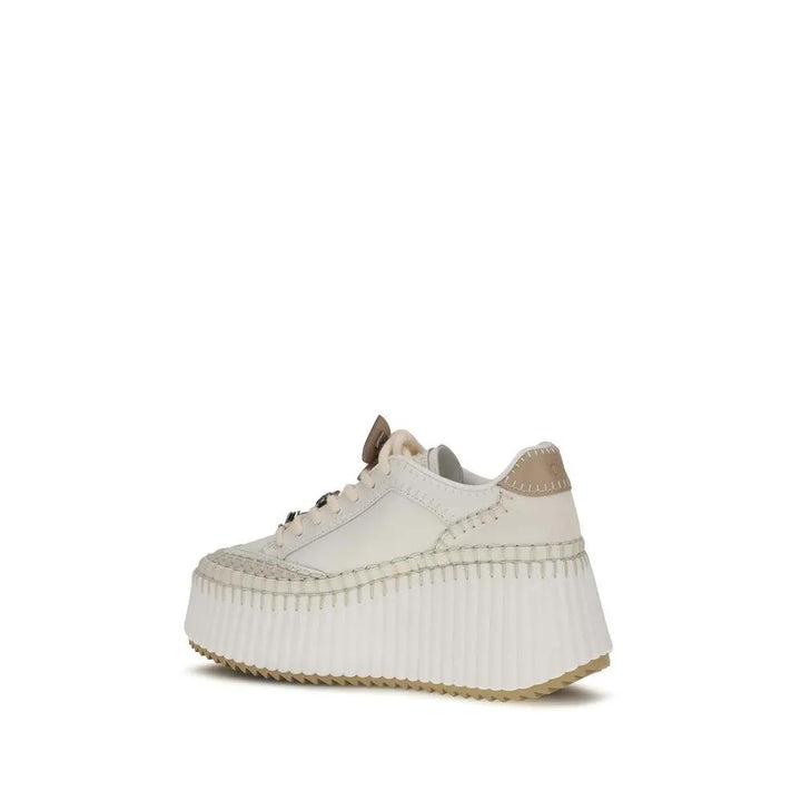 Chloé Sample Sale | Chloé White Calf Leather Bos Taurus Platform Sneakers - | Designer outlet