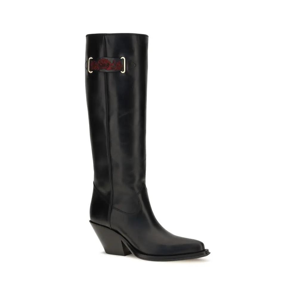 Chloé Sample Sale | Chloé Black Calf Leather Bos Taurus Over The Knee - | Designer outlet