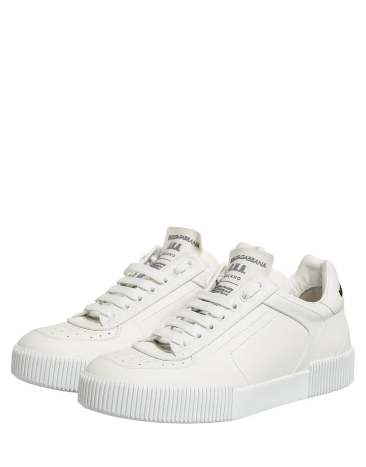 Dolce &amp; Gabbana Sample Sale | Dolce &amp; Gabbana White Miami Leather Low Top Men Sneakers Shoes - | Designer outlet