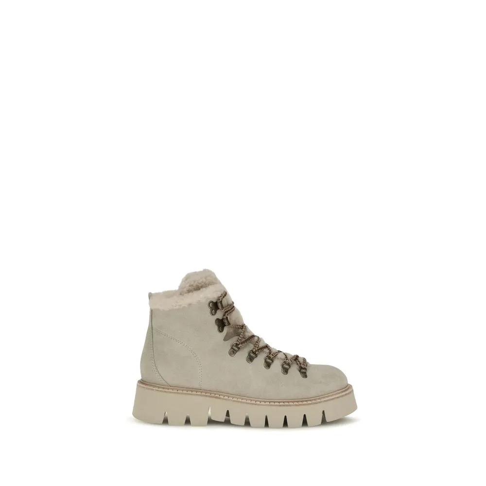 Pedro García Sample Sale | Pedro García Beige Calf Leather Bos Taurus Lace-Up Boots - | Designer outlet