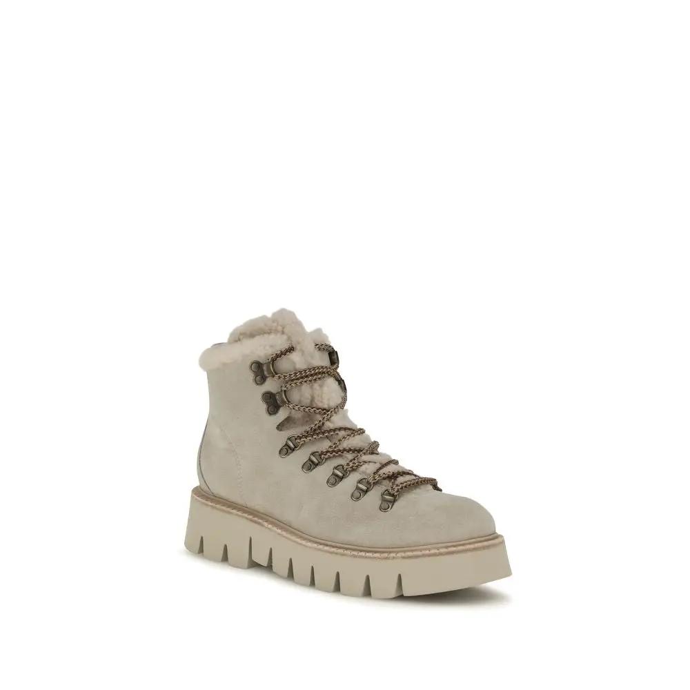 Pedro García Sample Sale | Pedro García Beige Calf Leather Bos Taurus Lace-Up Boots - | Designer outlet